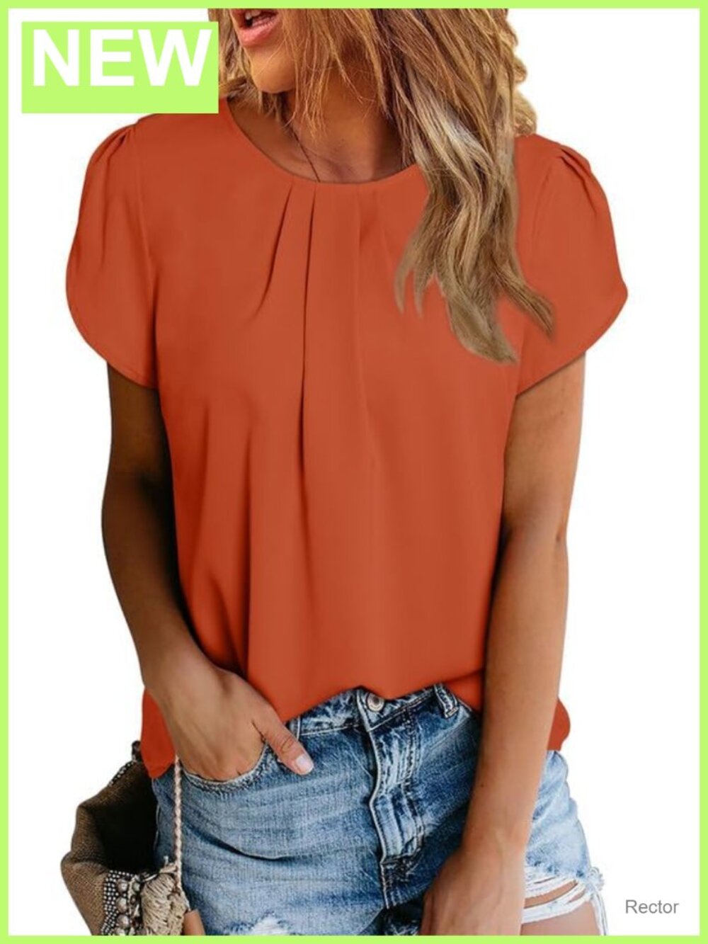 Women's Casual Chiffon Blouse Round Neck Short Sleeve Tunic Work Top
